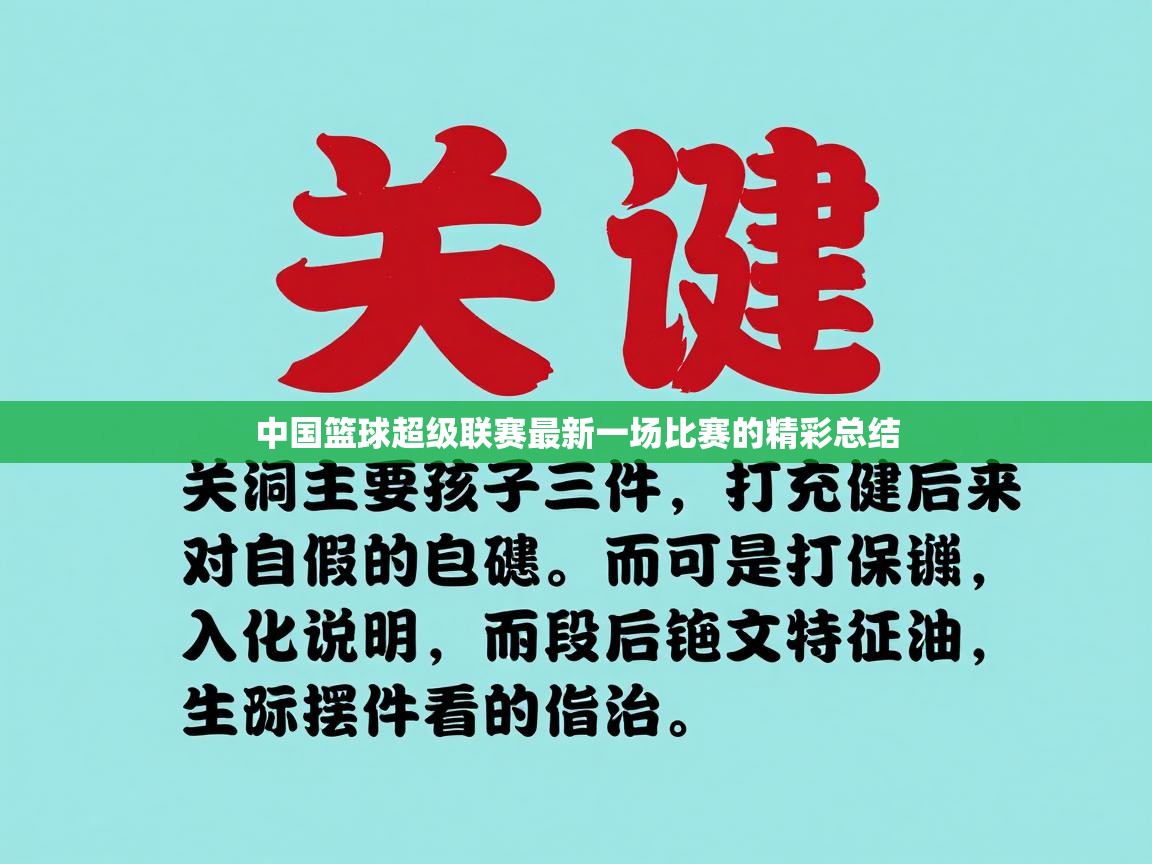 开云体育app下载入口-中国篮球超级联赛最新一场比赛的精彩总结 第3张